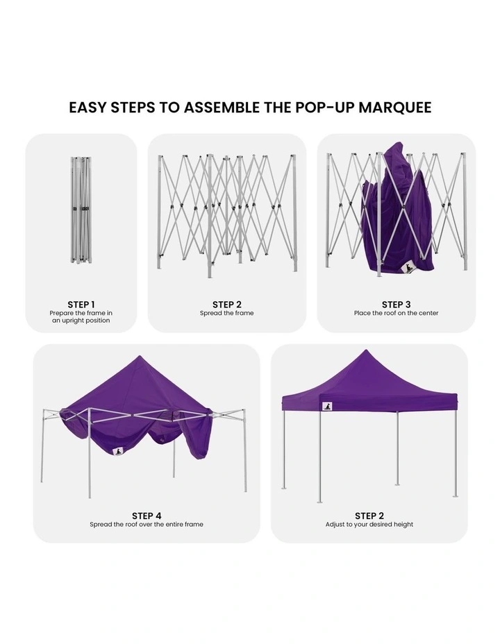 Wallaroo 3x3 PopUp Purple Gazebo Marquee Outdoor Tent image 6