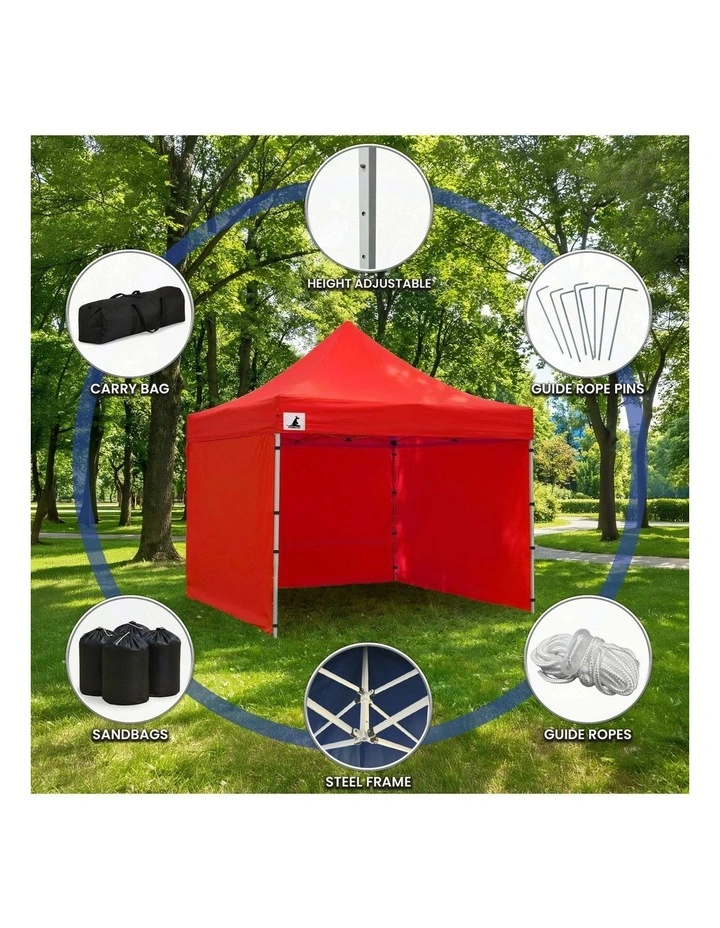 Wallaroo 3x3 PopUp Red Gazebo Marquee Outdoor Tent image 3