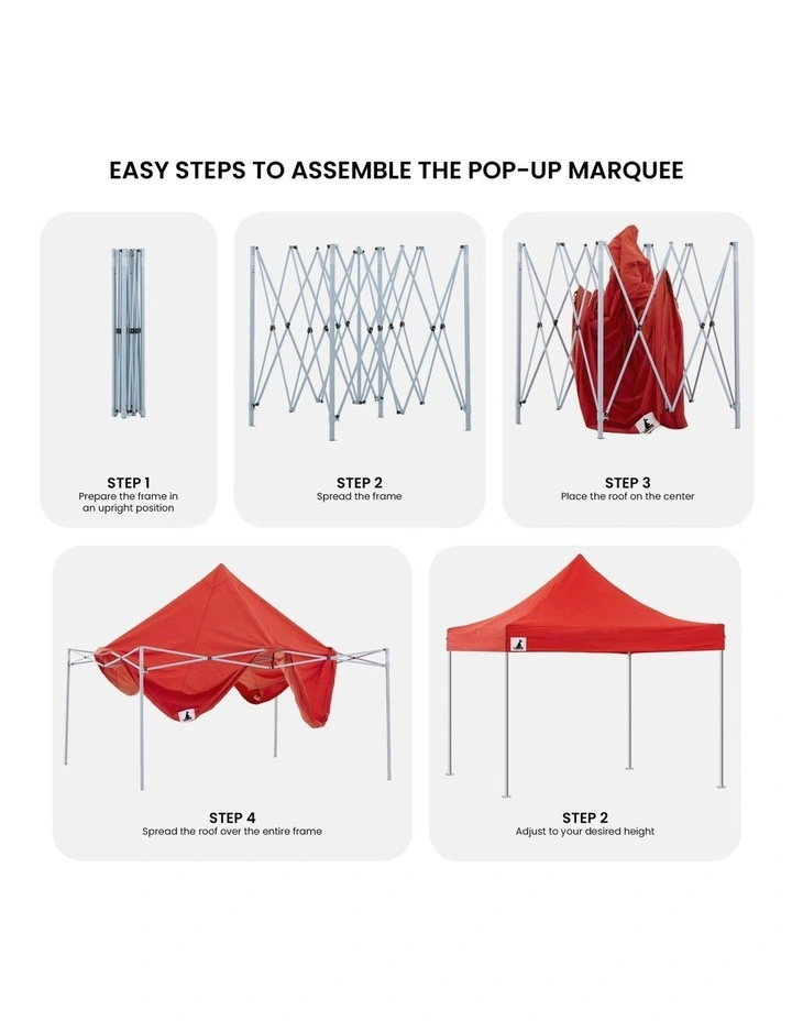 Wallaroo 3x3 PopUp Red Gazebo Marquee Outdoor Tent image 6