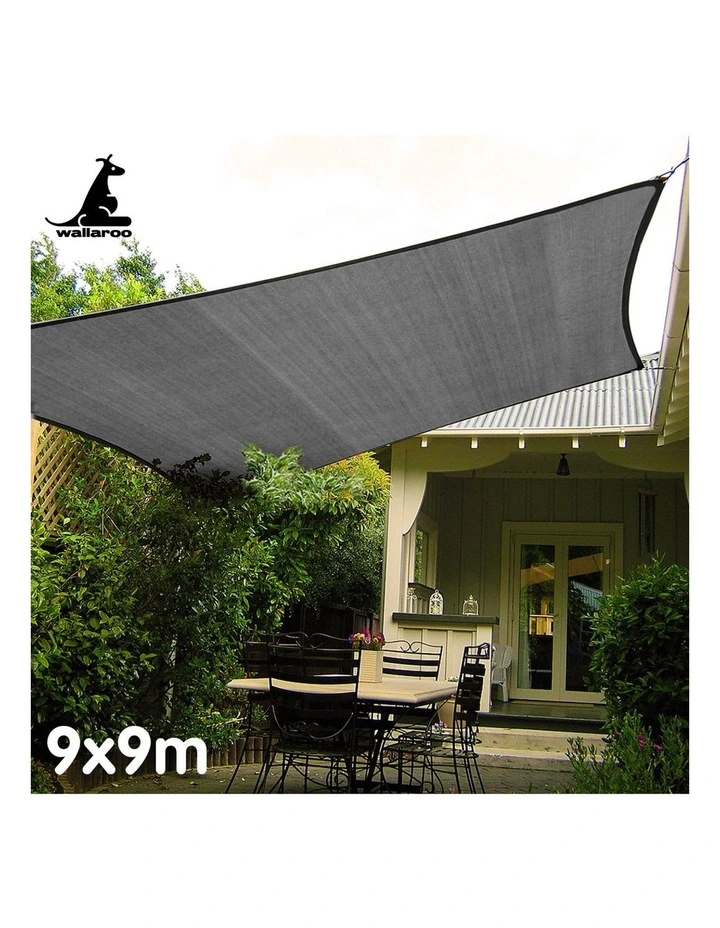 Wallaroo Outdoor Sun Shade Sail Canopy Grey Square 9 x 9M image 2