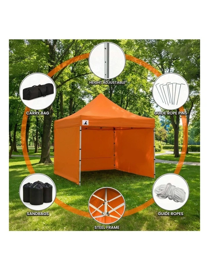 Wallaroo 3x3 PopUp Orange Gazebo Marquee Outdoor Tent image 2