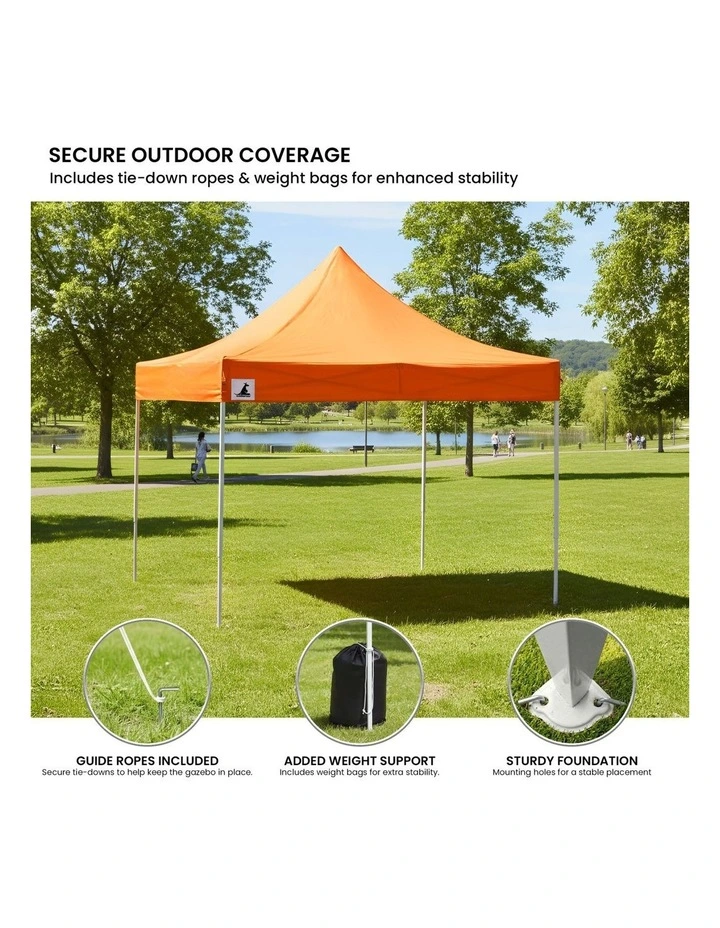 Wallaroo 3x3 PopUp Orange Gazebo Marquee Outdoor Tent image 3