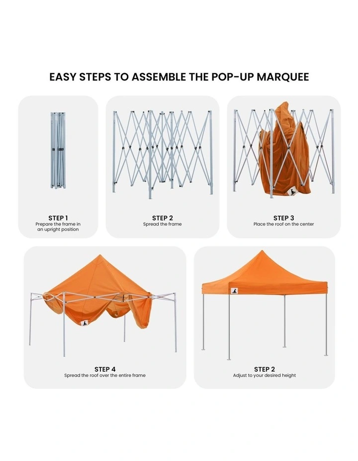 Wallaroo 3x3 PopUp Orange Gazebo Marquee Outdoor Tent image 5