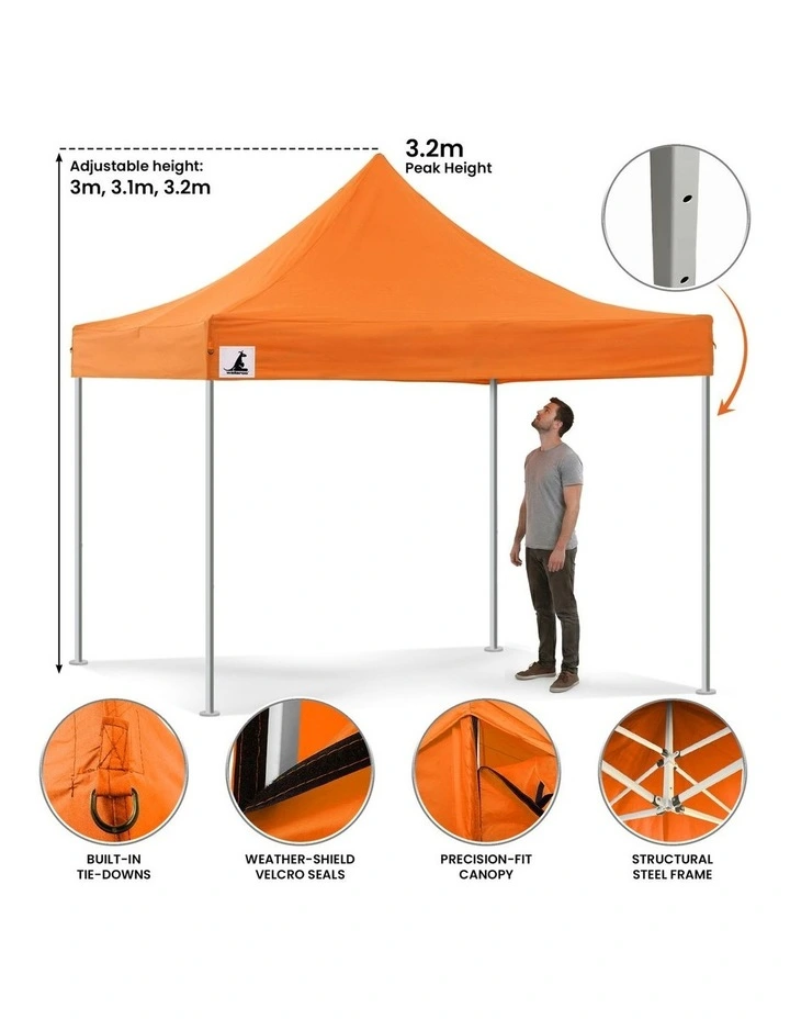 Wallaroo 3x3 PopUp Orange Gazebo Marquee Outdoor Tent image 7