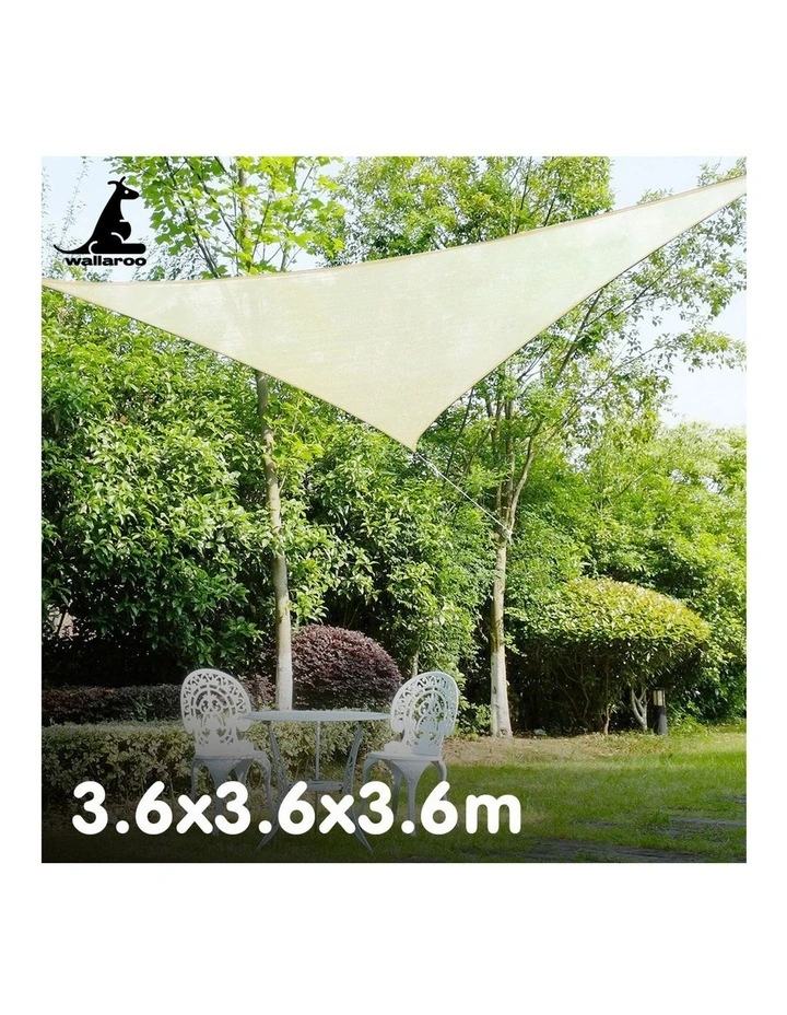 Wallaroo Waterproof 160GSM Outdoor Sun Shade Sail Canopy 3.6m Triangle image 4