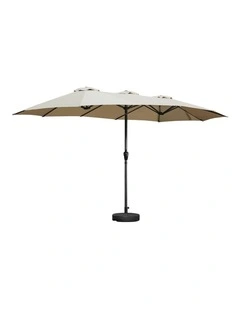 Livsip Outdoor Umbrella 4.52M Double-Sided Umbrellas Garden Shade w/ Base Beige
