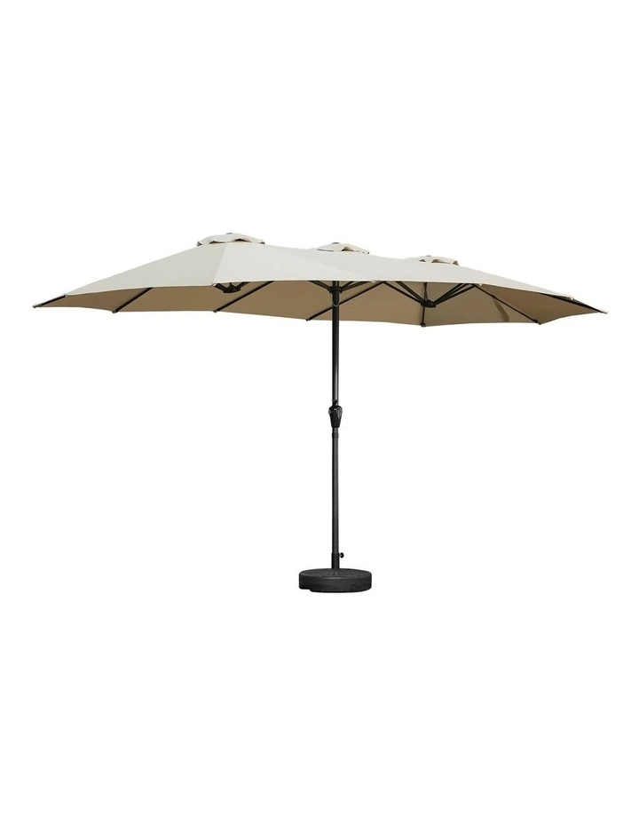 Livsip Outdoor Umbrella 4.52M Double-Sided Umbrellas Garden Shade w/ Base Beige image 1