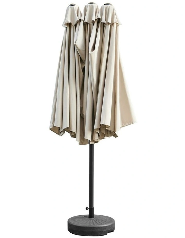 Livsip Outdoor Umbrella 4.52M Double-Sided Umbrellas Garden Shade w/ Base Beige image 2