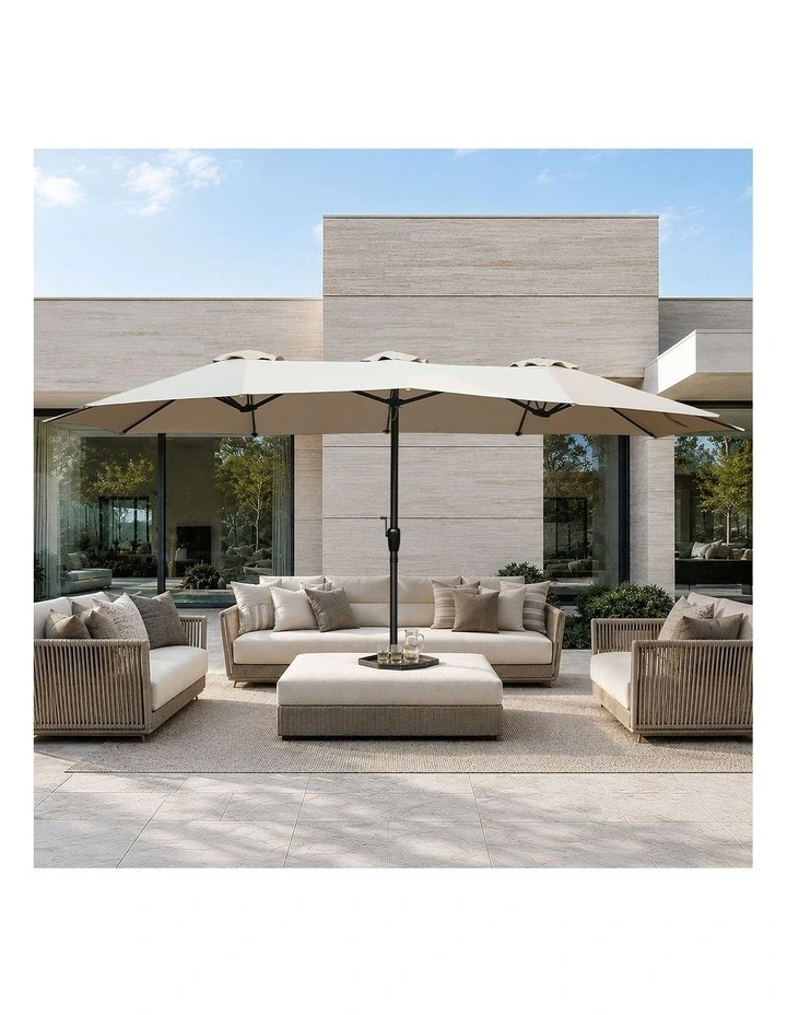 Livsip Outdoor Umbrella 4.52M Double-Sided Umbrellas Garden Shade w/ Base Beige image 7