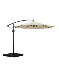 Livsip Outdoor Umbrella 3M Cantilever Umbrellas Garden Shade 360 Rotation w/ Base