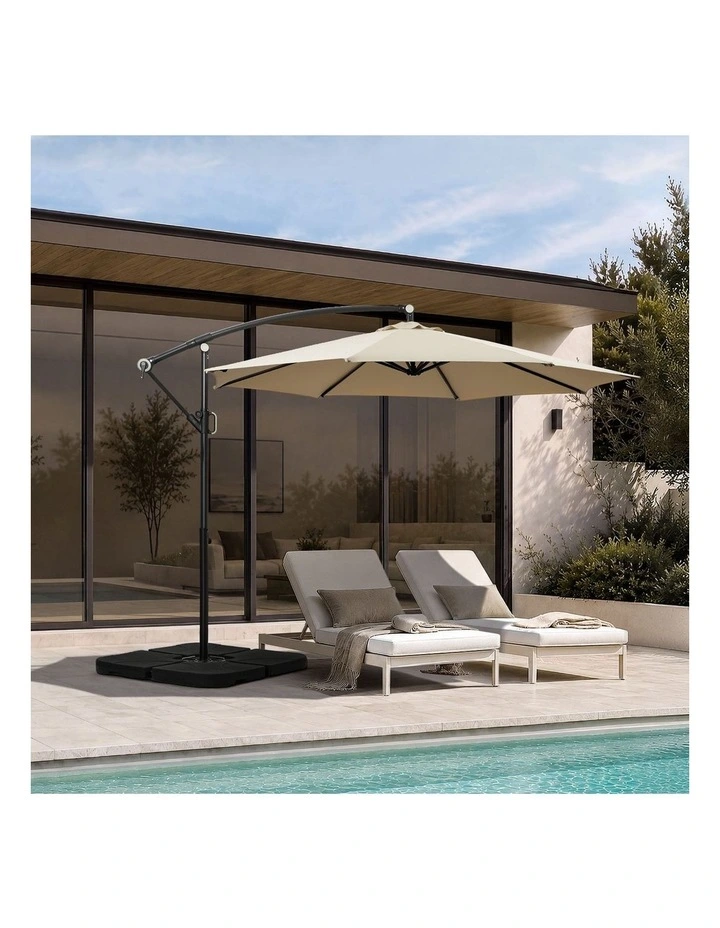 Livsip Outdoor Umbrella 3M Cantilever Umbrellas Garden Shade 360 Rotation w/ Base image 4