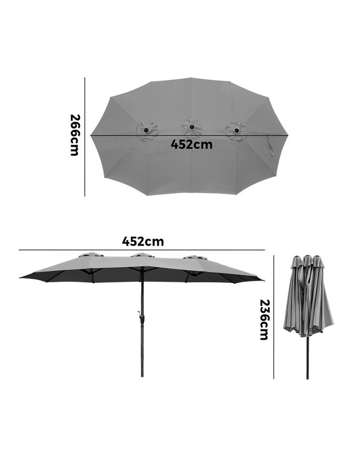 Livsip Outdoor Umbrella 4.52M Double-Sided Umbrellas Beach Sun Shade Charcoal image 3