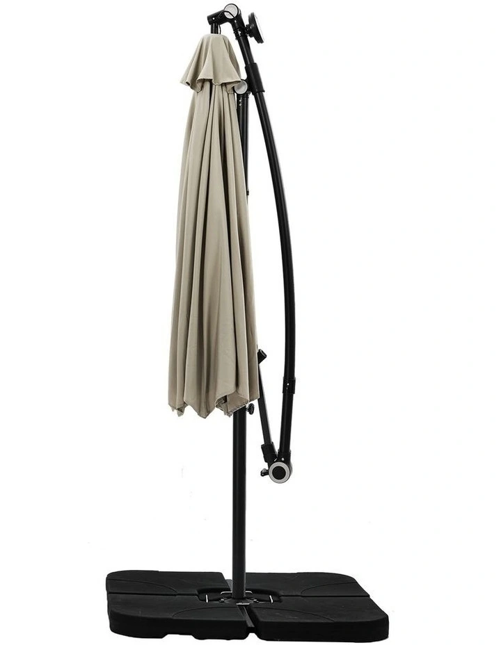 Livsip Outdoor Umbrella Cantilever Garden Shade Rotatable w/ 32-LED Beige Base image 2
