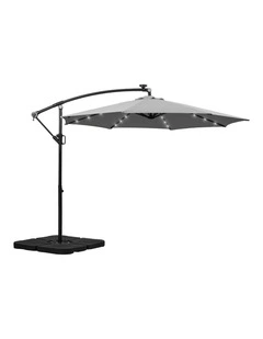 Livsip Outdoor Umbrella 3M Cantilever Garden Shade Rotatable with 32-LED Base