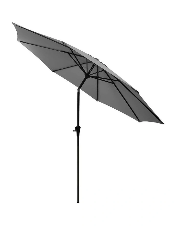 Livsip Outdoor Umbrella 3M Market Umbrellas Garden Shade with Tilt Charcoal image 1