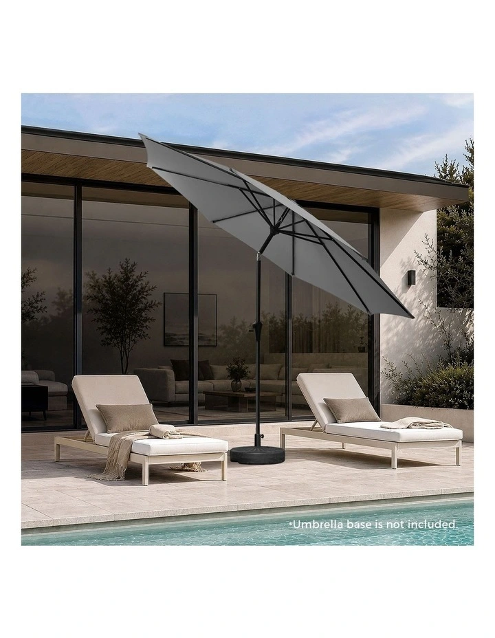 Livsip Outdoor Umbrella 3M Market Umbrellas Garden Shade with Tilt Charcoal image 4
