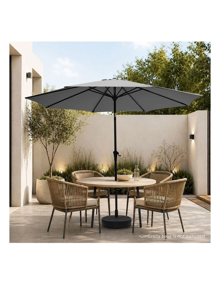 Livsip Outdoor Umbrella 3M Market Umbrellas Garden Shade with Tilt Charcoal image 7