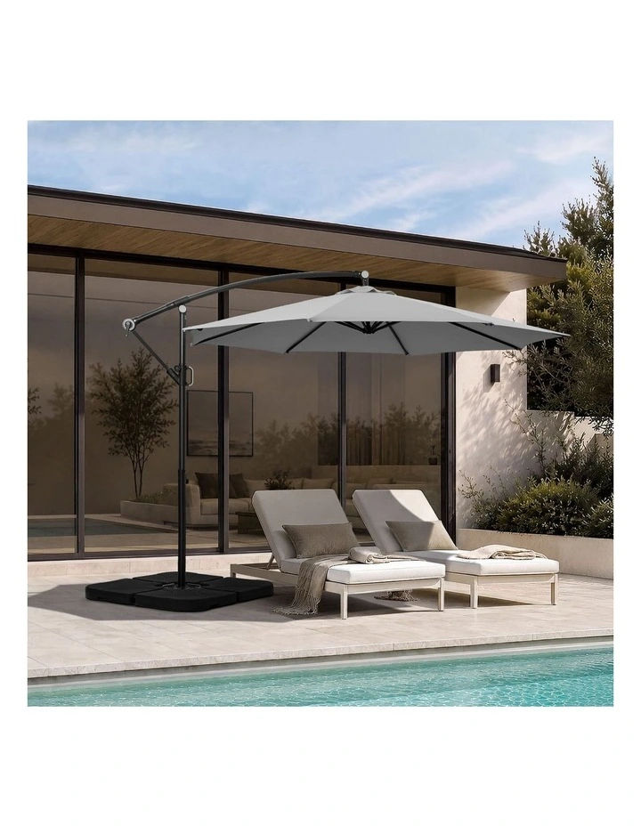 Livsip Outdoor Umbrella 3M Cantilever Umbrellas Garden Shade 360 Rotation w/ Base image 4