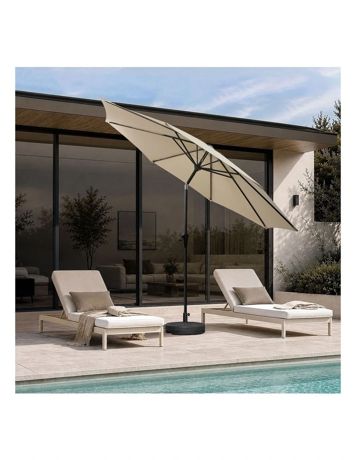 Livsip Outdoor Umbrella 3M Market Umbrellas Garden Shade with Tilt Base Beige image 4