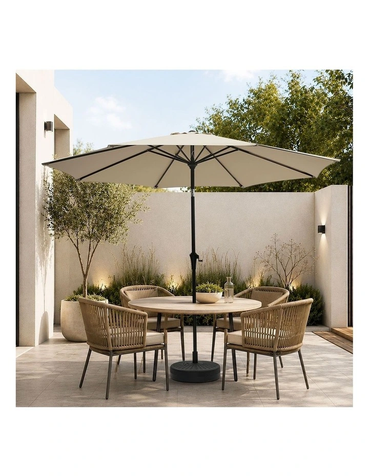 Livsip Outdoor Umbrella 3M Market Umbrellas Garden Shade with Tilt Base Beige image 7