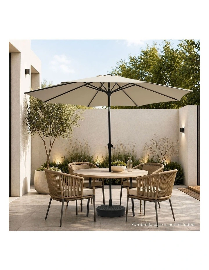 Livsip Outdoor Umbrella 3M Market Umbrellas Garden Shade with Tilt Beige image 7