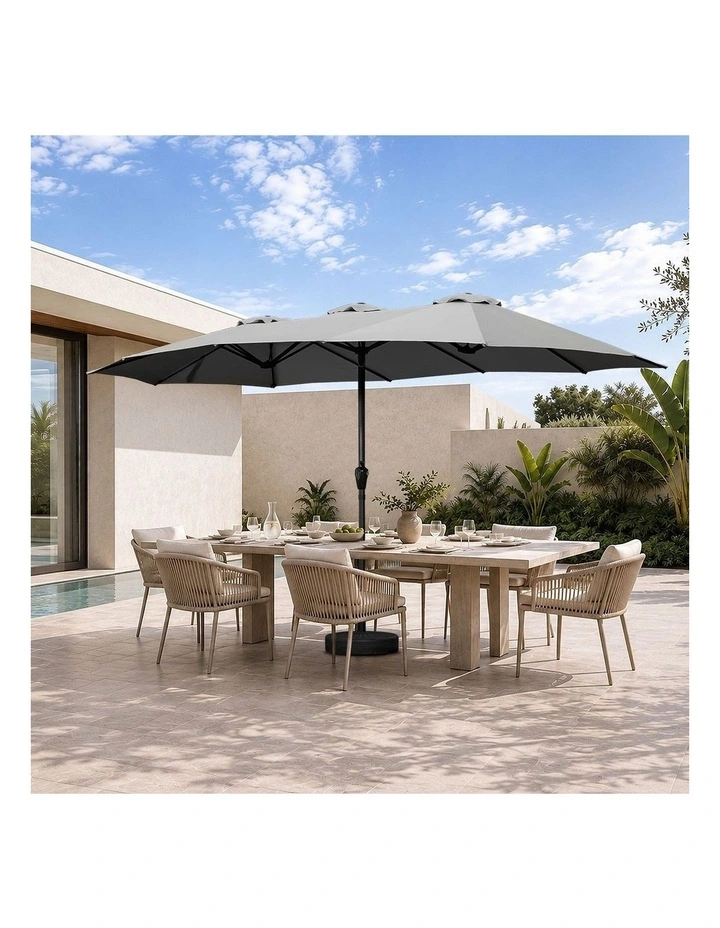 Livsip Outdoor Umbrella 4.52M Double-Sided Garden Shade with Base Charcoal image 5