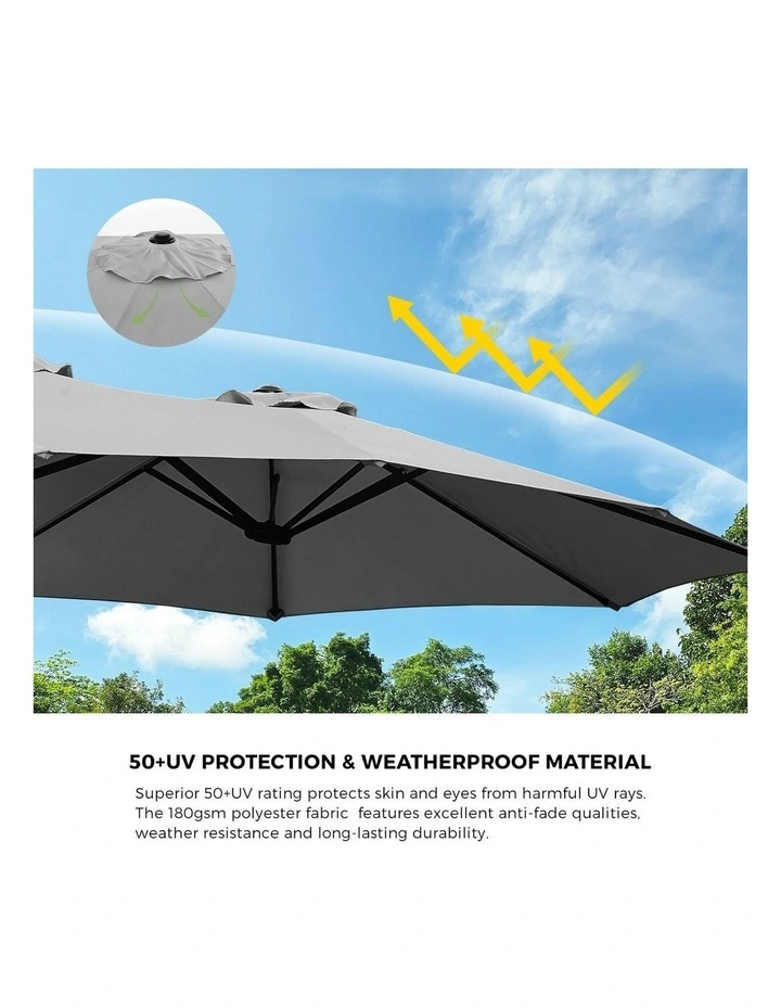 Livsip Outdoor Umbrella 4.52M Double-Sided Garden Shade with Base Charcoal image 6