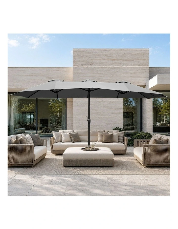 Livsip Outdoor Umbrella 4.52M Double-Sided Garden Shade with Base Charcoal image 7