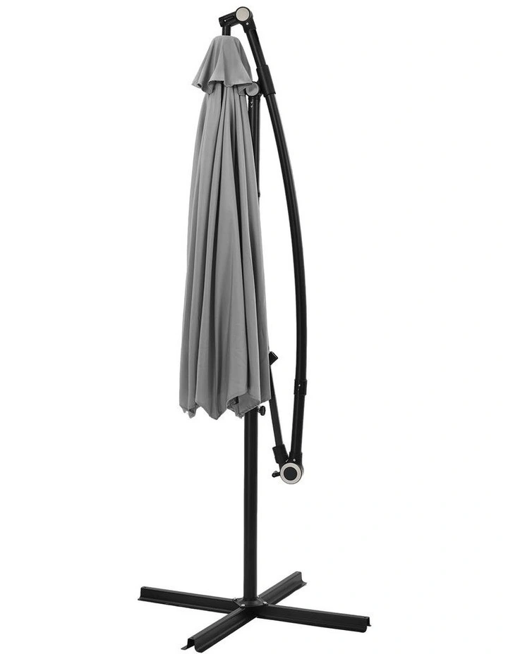 Livsip Outdoor Umbrella 3M Cantilever Garden Shade 360 Rotation Charcoal image 2