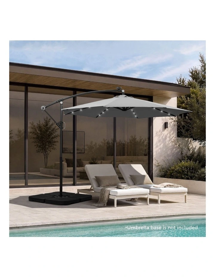 Livsip Outdoor Umbrella 3M Cantilever Garden Shade 360 Degree Rotatable with String Light image 4