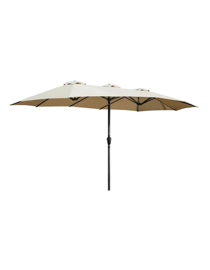 Livsip Outdoor Umbrella 4.52M Double-Sided Umbrellas Beach Sun Shade Beige image 1