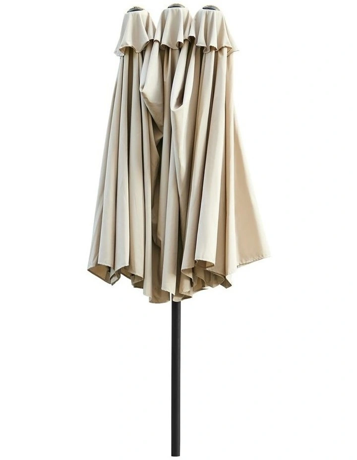 Livsip Outdoor Umbrella 4.52M Double-Sided Umbrellas Beach Sun Shade Beige image 2