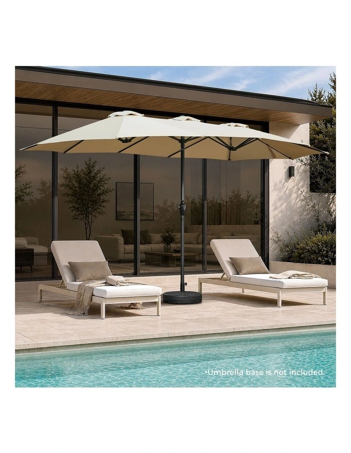 Livsip Outdoor Umbrella 4.52M Double-Sided Umbrellas Beach Sun Shade Beige image 4