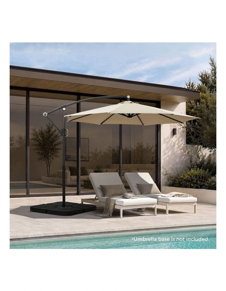 Livsip Outdoor Umbrella 3M Cantilever Garden Shade 360 Rotation Beige image 4
