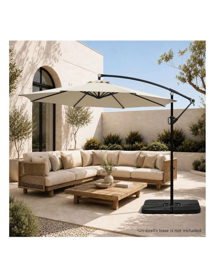 Livsip Outdoor Umbrella 3M Cantilever Garden Shade 360 Rotation Beige image 7