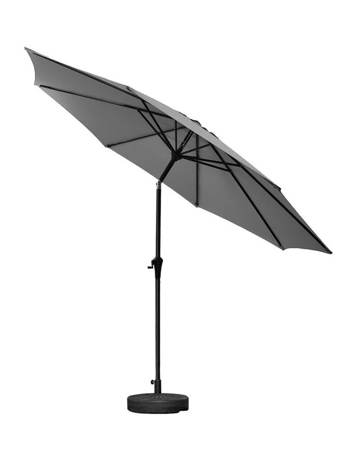 Livsip Outdoor Umbrella 3M Market Umbrellas Garden Shade with Tilt Base Charcoal image 1