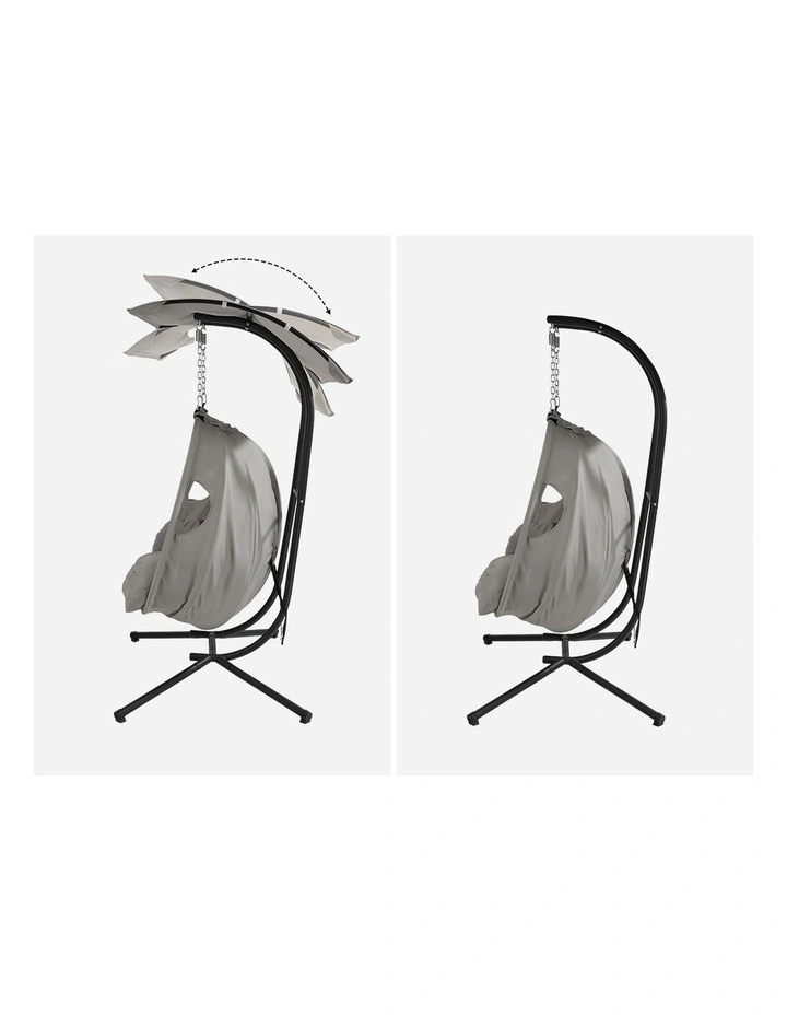 Livsip Egg Swing Chair 2 Seater Patio Lounge with Adjustable Canopy Grey image 6