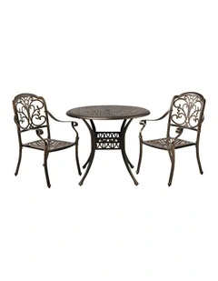 Livsip 3 Piece Outdoor Dining Set Table Chairs Patio Bistro Cast Aluminium