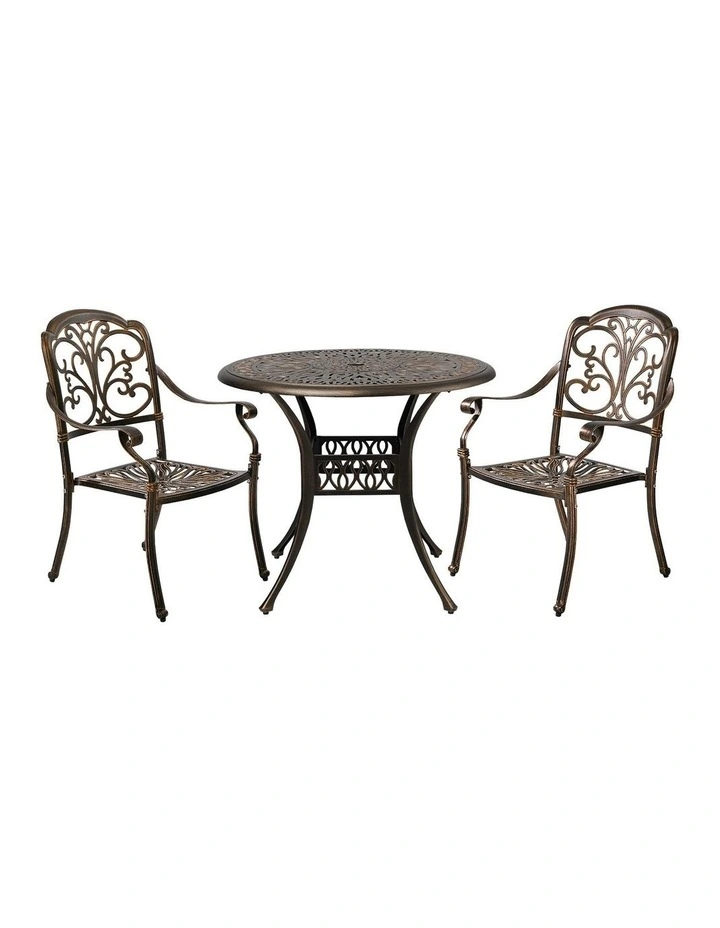 Livsip 3 Piece Outdoor Dining Set Table Chairs Patio Bistro Cast Aluminium image 1