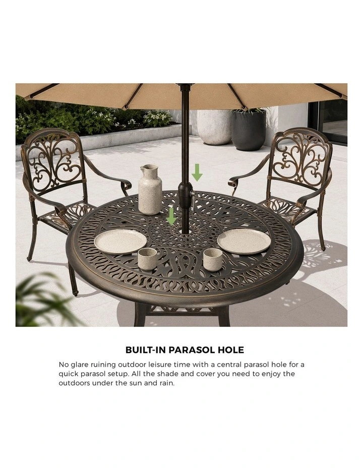 Livsip 3 Piece Outdoor Dining Set Table Chairs Patio Bistro Cast Aluminium image 6