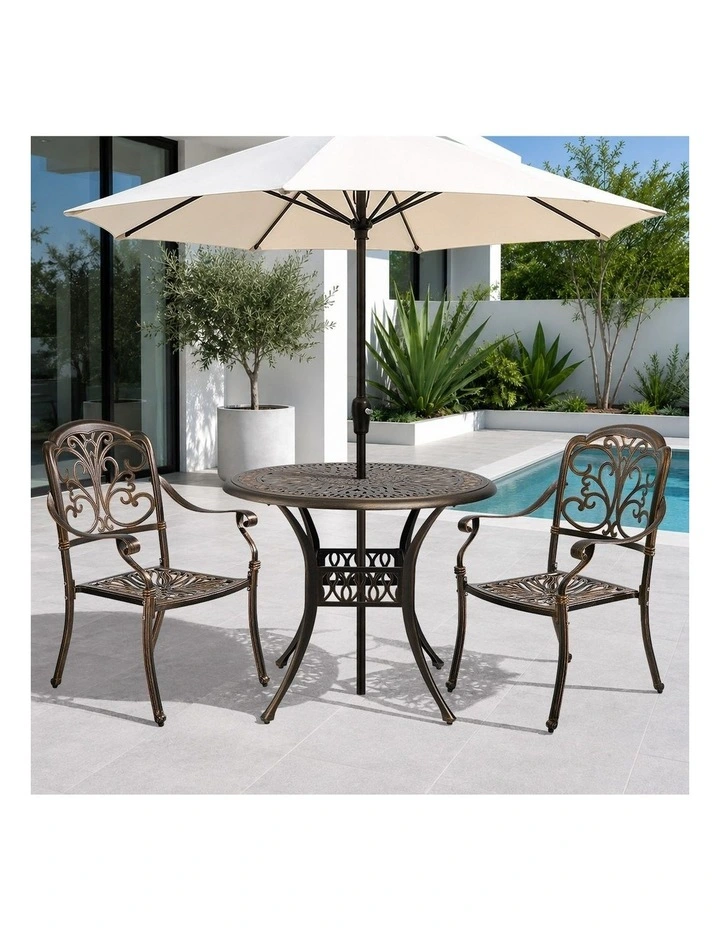 Livsip 3 Piece Outdoor Dining Set Table Chairs Patio Bistro Cast Aluminium image 7