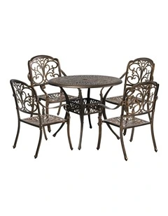 Livsip 5 Piece Outdoor Dining Set Table Chairs Patio Bistro Cast Aluminium