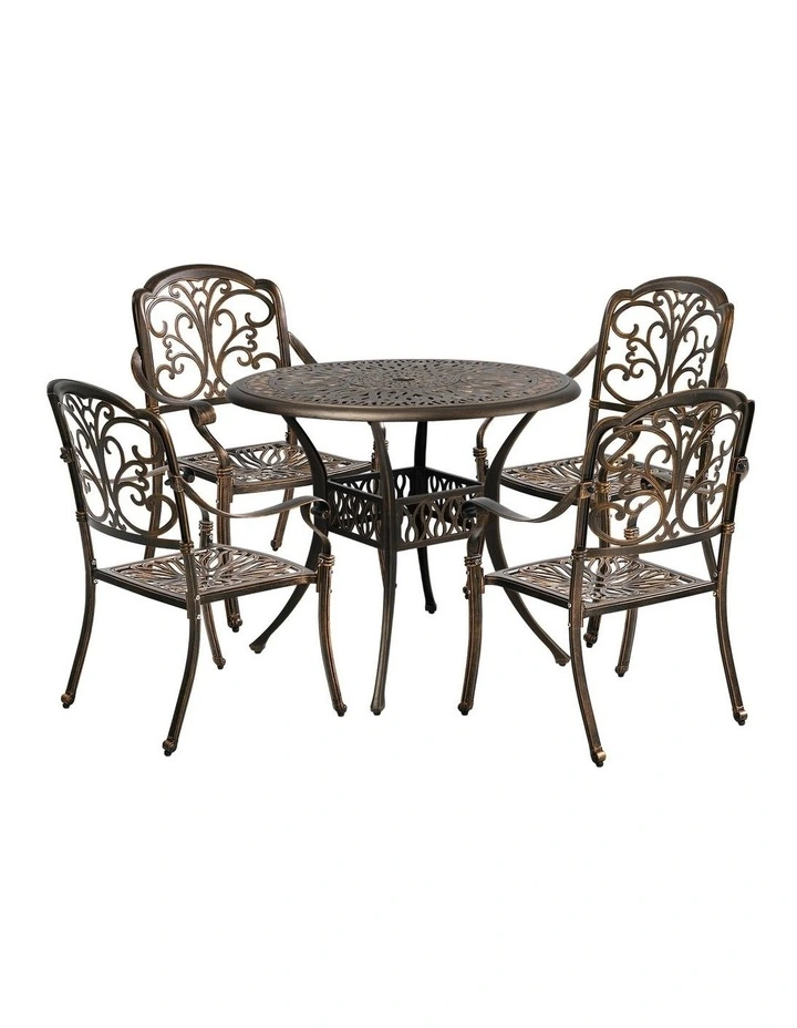 Livsip 5 Piece Outdoor Dining Set Table Chairs Patio Bistro Cast Aluminium image 1