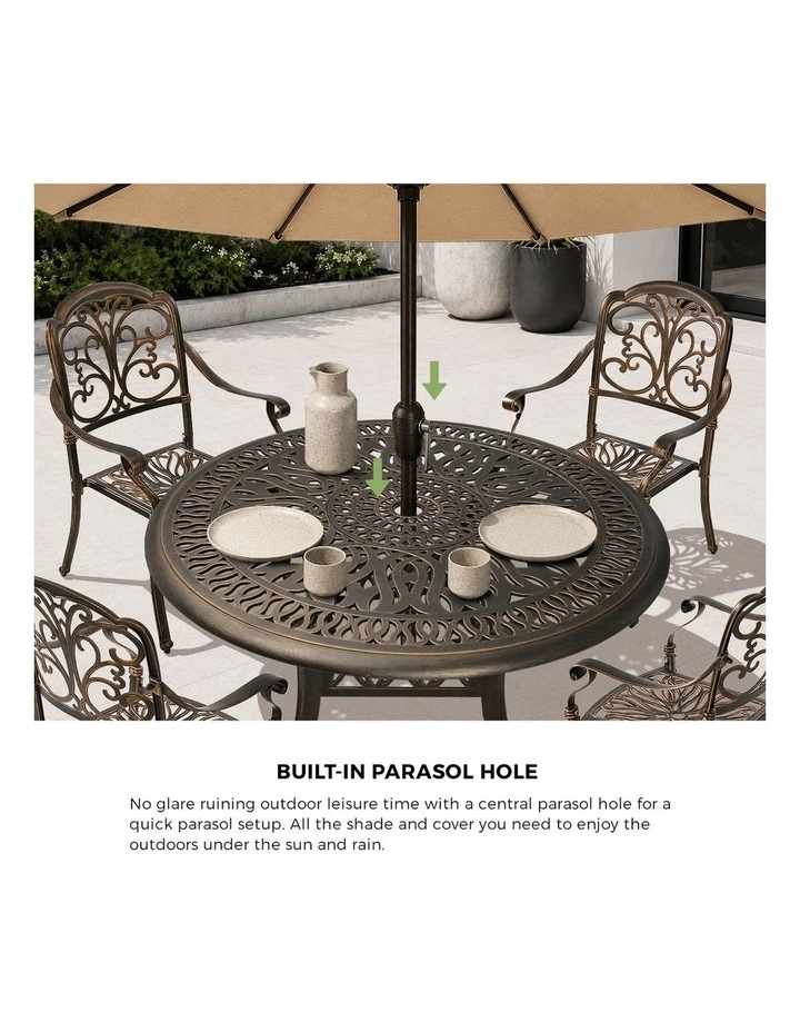 Livsip 5 Piece Outdoor Dining Set Table Chairs Patio Bistro Cast Aluminium image 6