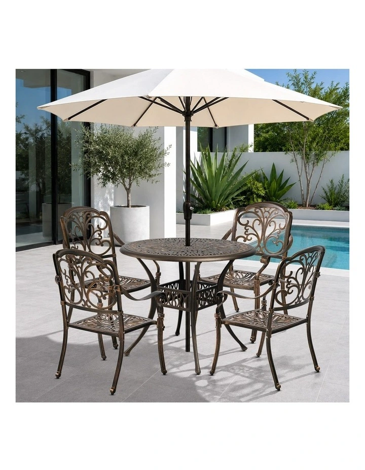 Livsip 5 Piece Outdoor Dining Set Table Chairs Patio Bistro Cast Aluminium image 7