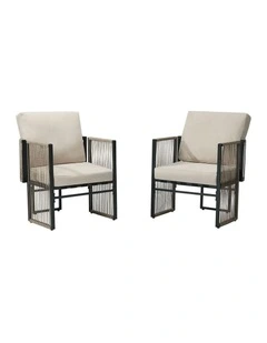 Livsip 2 Pieces Outdoor Patio Chair Bistro Lounge with Cushions Woven Rope