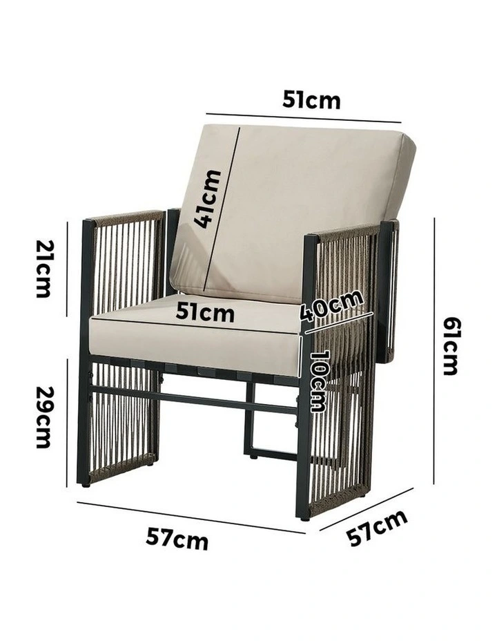 Livsip 2 Pieces Outdoor Patio Chair Bistro Lounge with Cushions Woven Rope image 3