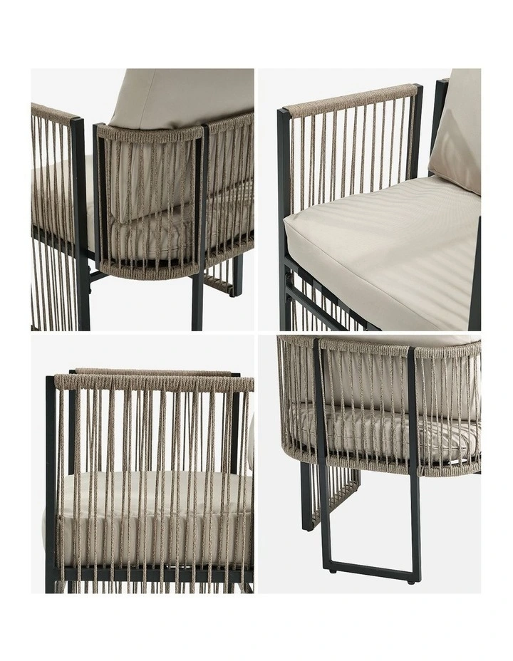 Livsip 2 Pieces Outdoor Patio Chair Bistro Lounge with Cushions Woven Rope image 6