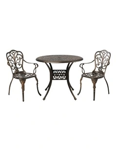 Livsip 3 Piece Outdoor Patio Set Table Chairs Bistro Cast Aluminium Furniture