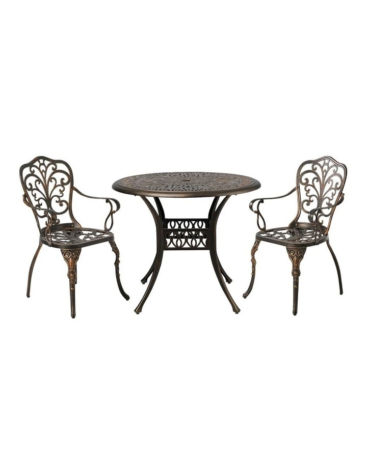 Livsip 3 Piece Outdoor Patio Set Table Chairs Bistro Cast Aluminium Furniture image 1